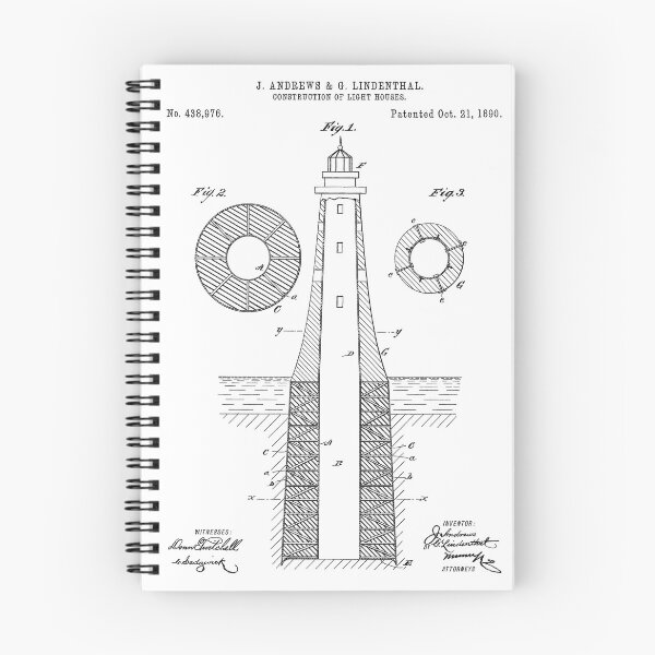 Item preview, Construction Of Lighthouses Patent Art White Background designed and sold by Peek-Designs.