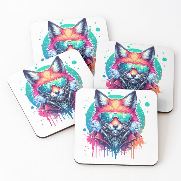 Item preview, Cyberpunk Fox Watercolor designed and sold by FoxSplatter.