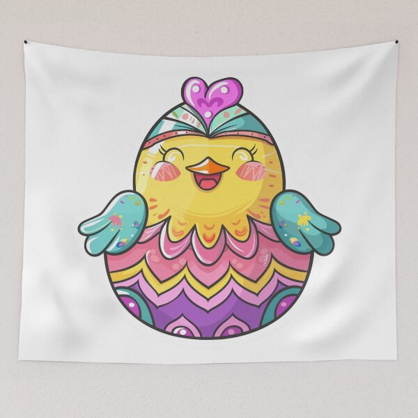Item preview, Kawaii Easter Egger Chicken with Painted Easter Egg designed and sold by KawaiiArtStyle.
