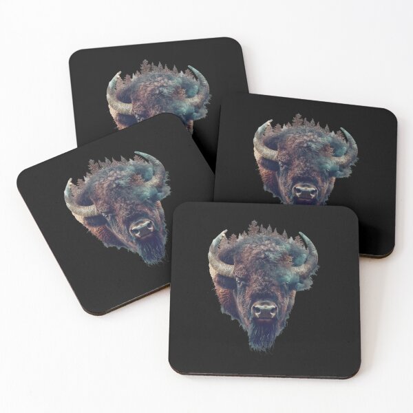 Aperçu de l'œuvre Mon animal spirituel est le bison. Tête de bison avec la nature. créée et vendue par elnexshop.