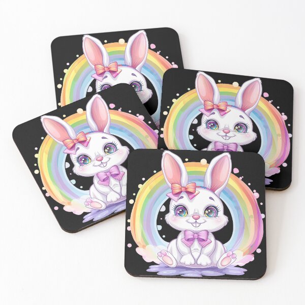 Artikelvorschau, Kawaii Osterhase mit Regenbogen entworfen und verkauft von KawaiiArtStyle.