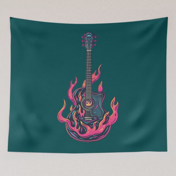 Item preview, Flaming Acoustic Guitar designed and sold by -DEEWOLF-.