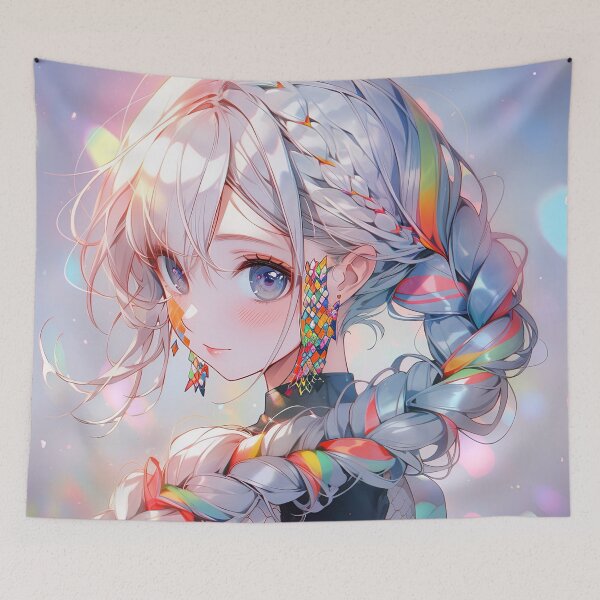 Item preview, Prismatic Radiant Braids Anime Girl designed and sold by bubblegoth.