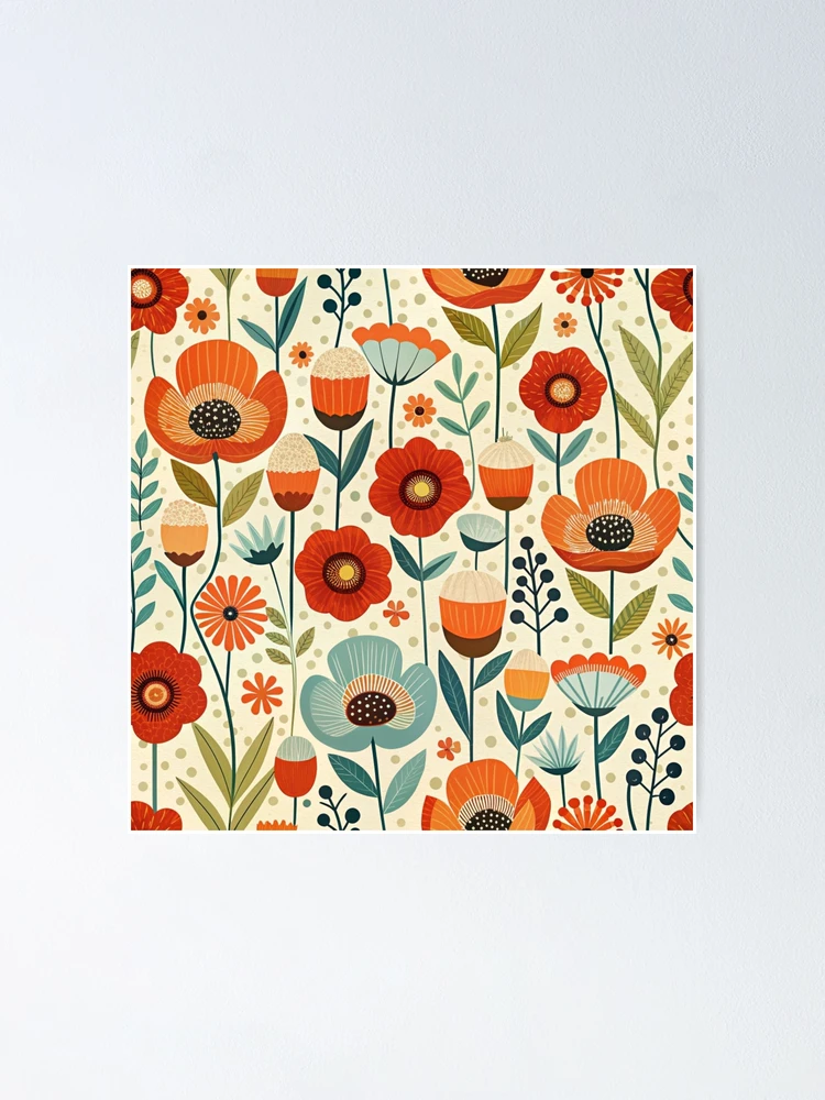 Thumbnail 1 of 3, Poster, Pattern Spring Poppy Garden designed and sold by AOCollections.