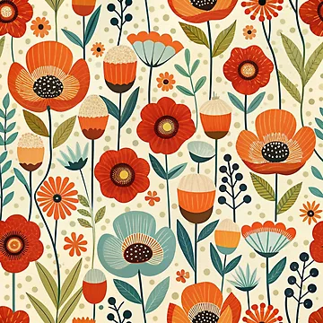 Artwork thumbnail, Pattern Spring Poppy Garden by AOCollections