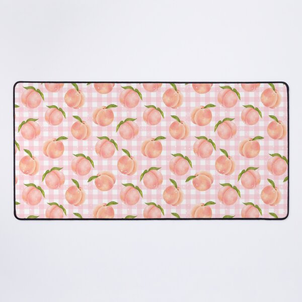 Item preview, Peaches Gingham Pattern Trendy Pink Fruity Print designed and sold by Jenaxbelle.