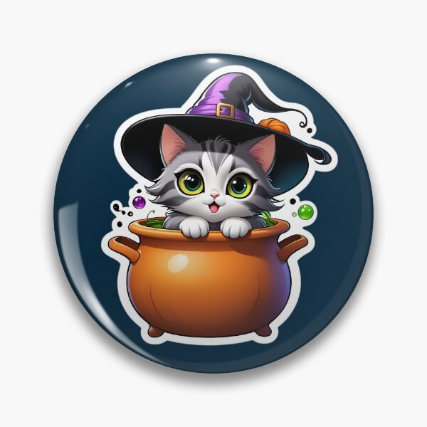 Artikelvorschau, Cute Kitty Cat Witch In A Pot entworfen und verkauft von TheArtOfPat.