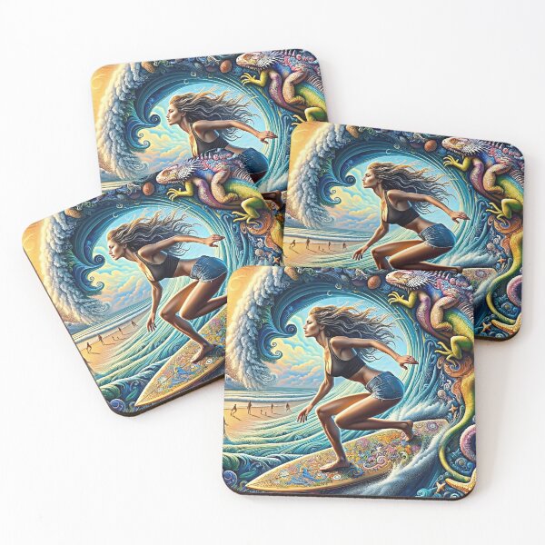 Item preview, Surfer Girl Iguana Wave designed and sold by bunnyboiler.