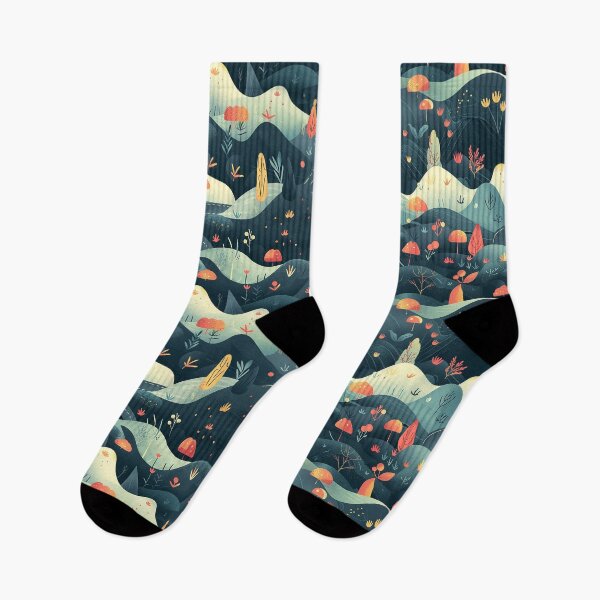 Item preview, Whimsical Nighttime Landscape Pattern - Flat Design Graphic designed and sold by 33wolvesdesigns.