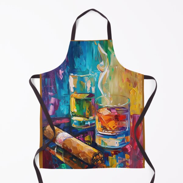 Aperçu de l'œuvre Vibrant Fusion - Harmonisation des palettes cubistes, fauves et impressionnistes dans le whisky et le cigare créée et vendue par OlfactoART Studio.