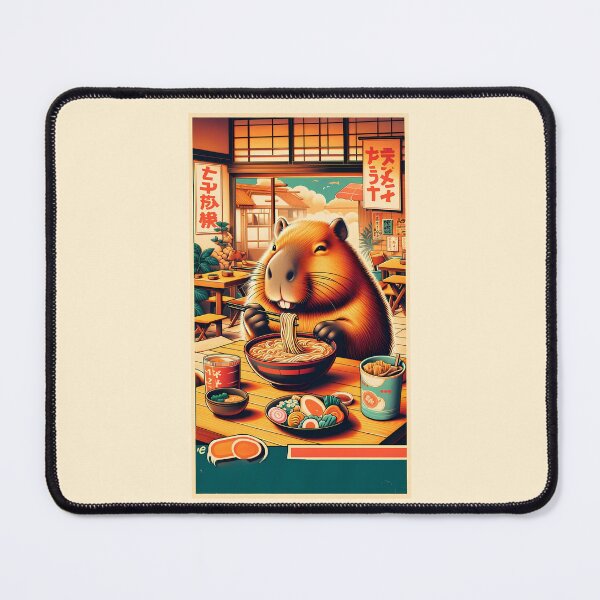 Item preview, Kawaii Capybara Eating Ramen Noodles Anime Japanese designed and sold by ArtFromBeyond.