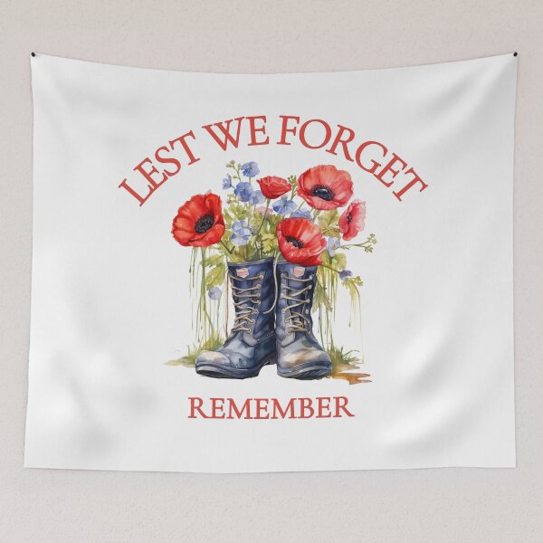 Item preview, Rememberance Day, Memorial Day Design, Watercolor Military boots, Red Poppies, Lest We Forget designed and sold by MerchSearchCO.