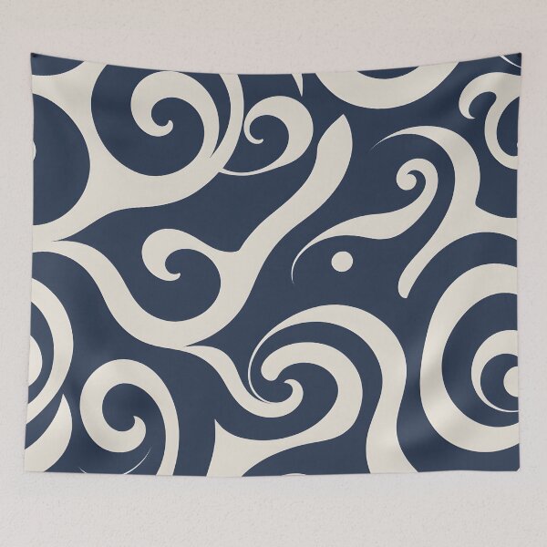 Item preview, Mid-century modern,  Fluid Shapes, Navy Blue, Not Today Satan designed and sold by Prints and Lifestyle.