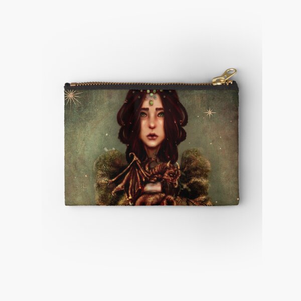 Item preview, Royalcore Painting of Princess in Opal Crown Holding a Baby Golden Dragon designed and sold by Monica Laipple.