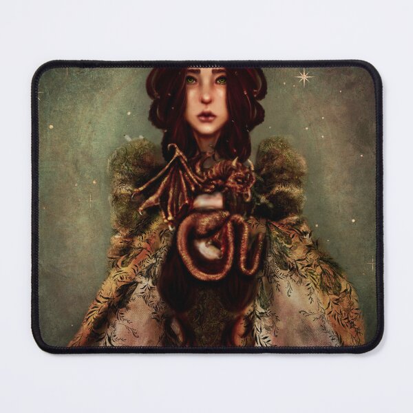 Item preview, Royalcore Painting of Princess in Opal Crown Holding a Baby Golden Dragon designed and sold by Monica Laipple.