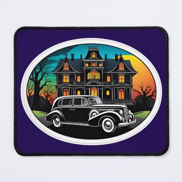 Item preview, Vintage Classic Car With A Haunted House designed and sold by TheArtOfPat.