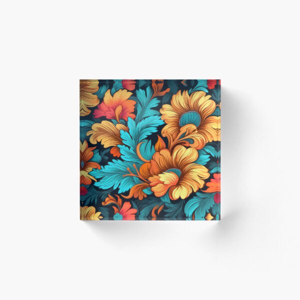 Item preview, Elegante Colorido Verde Azulado Naranja Negro Vintage Floral designed and sold by tsuttles.