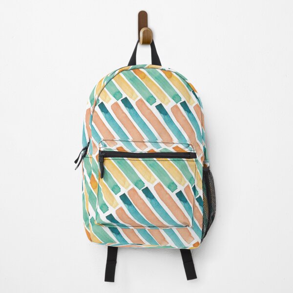 Item preview, Blue Navy Salmon Peach Yellow Gold Green Teal Jade Watercolor Paint Strokes Background Design Pattern designed and sold by Sarcastic Narwhal.