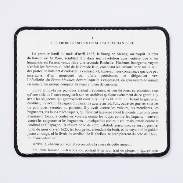 Item preview, First page of Alexandre Dumas's book Les trois mousquetaires designed and sold by LunaMothDesigns.