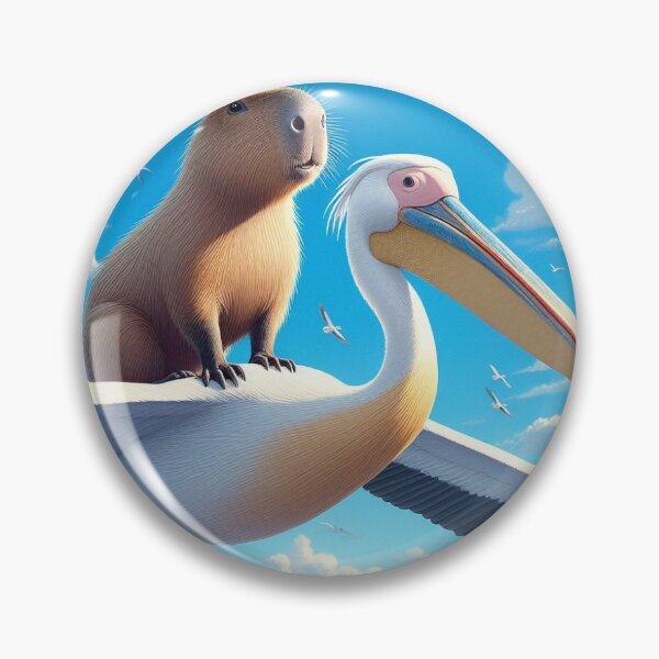 Item preview, Capy and Pelican-Blue Sky4 designed and sold by Capybara Art Lover.