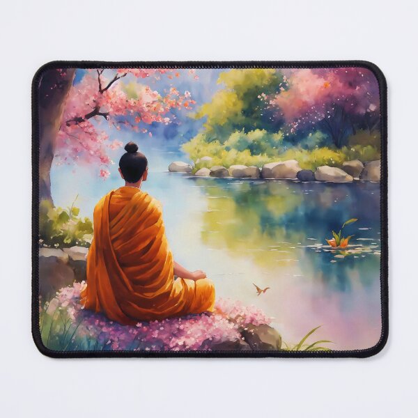 Item preview, monk meditating by the river designed and sold by soulfulpalette.