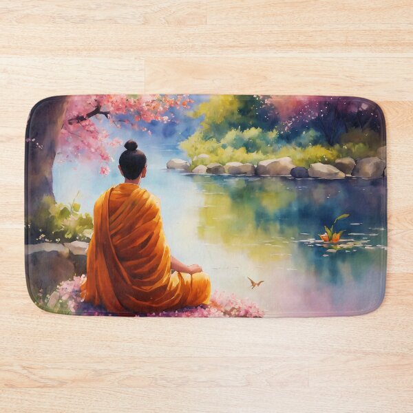 Item preview, monk meditating by the river designed and sold by soulfulpalette.