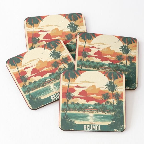 Item preview, Akumal Riviera Maya Sunset Mexico Magic Town Vintage Travel Tourism designed and sold by TravelersGems.