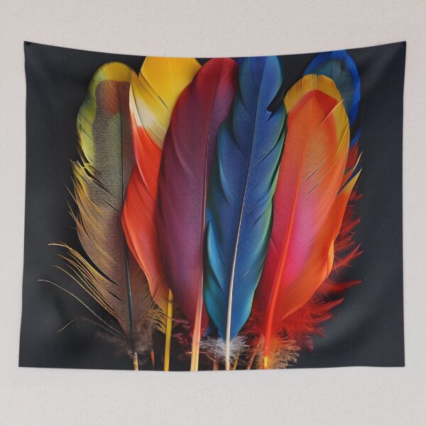Item preview, Colorful exotic bird feather print designed and sold by dcrc.