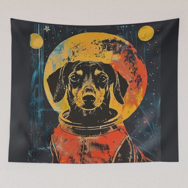 Item preview, Vintage daschund astronaut portrait designed and sold by etherElric.