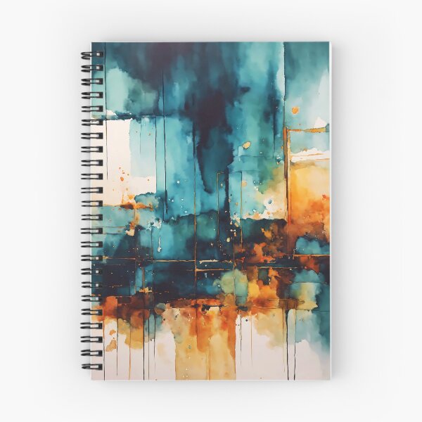 Item preview, blue abstract watercolor with hints of amber designed and sold by soulfulpalette.