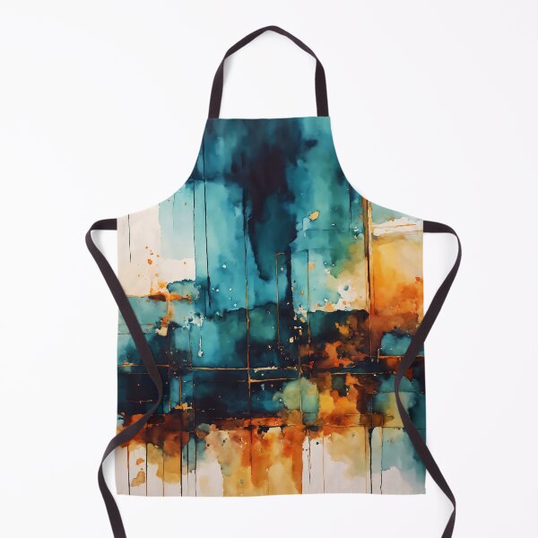 Item preview, blue abstract watercolor with hints of amber designed and sold by soulfulpalette.