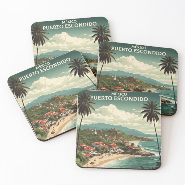 Aperçu de l'œuvre Puerto Escondido Oaxaca Mexique Tourisme Voyage Vintage créée et vendue par TravelersGems.