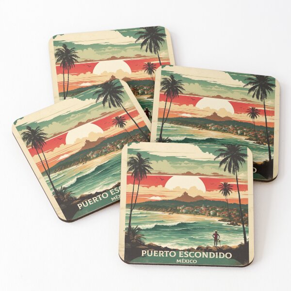 Aperçu de l'œuvre Puerto Escondido Oaxaca Mexique Tourisme Voyage Vintage créée et vendue par TravelersGems.