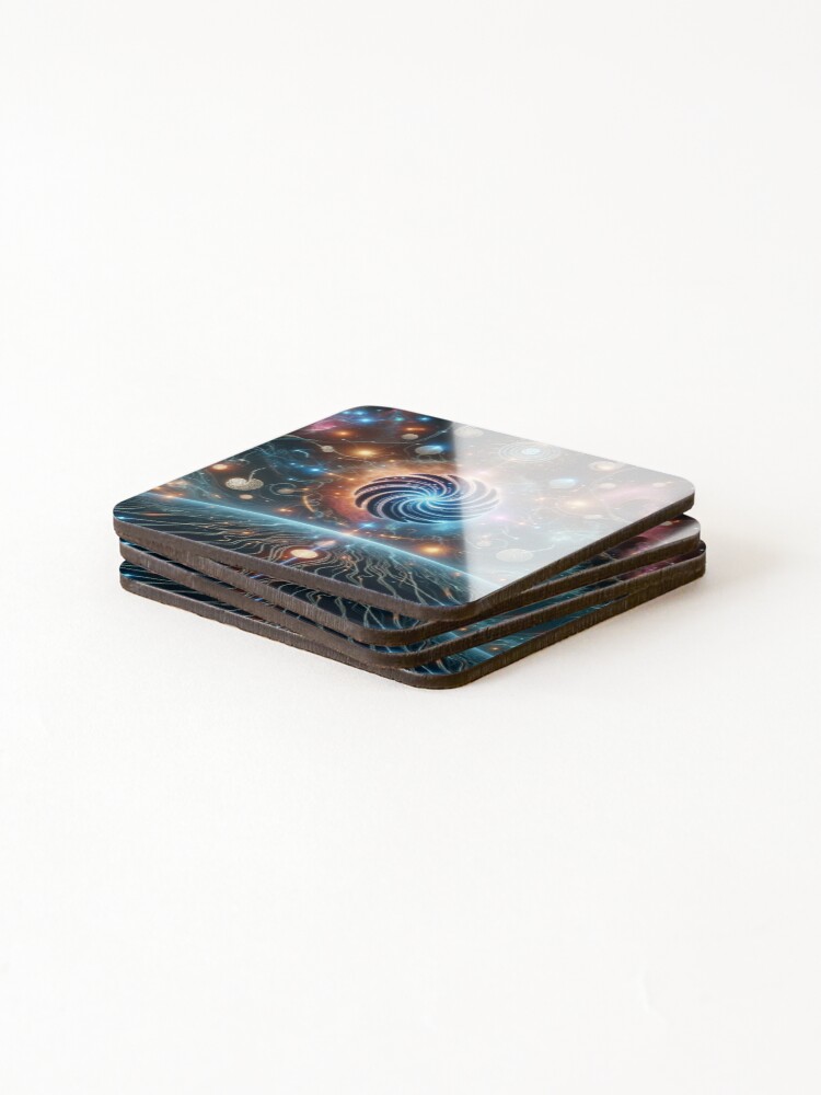 Thumbnail 4 of 5, Coasters (Set of 4), Title: Cosmic Convergence designed and sold by NesianUnity.