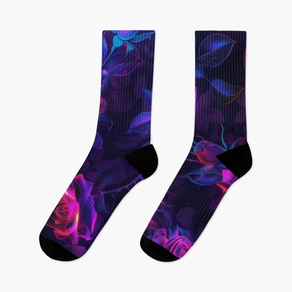 Artikelvorschau, Wunderschöne neonrosa Rosen auf dunkelviolettem Hintergrund entworfen und verkauft von PrettyPinkSkies.