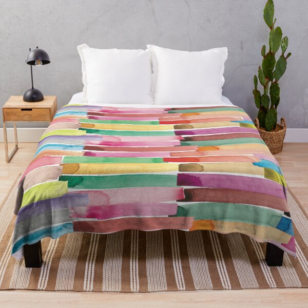 Item preview, Multi Color Rainbow Red Pink Orange Yellow Gold Green Blue Fuchsia Violet Purple Brown Watercolor Paint Strokes Background Design Pattern designed and sold by Sarcastic Narwhal.