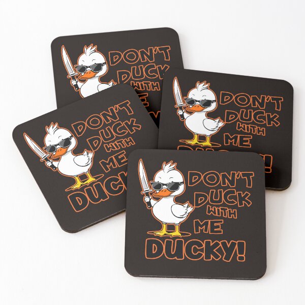 Item preview, Don't Duck With Me Ducky! Funny duck with sunglasses holding a knife. designed and sold by JoyOfHopeStore.