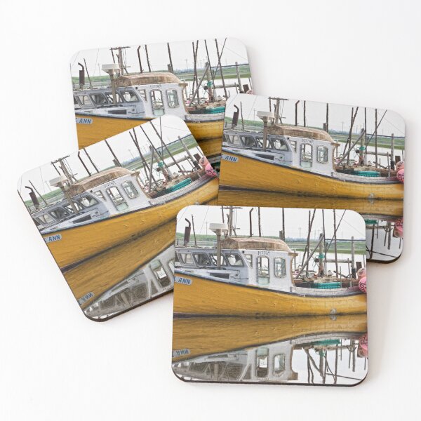Item preview, Yellow fishing boat floating, Nova Scotia designed and sold by Travelways.