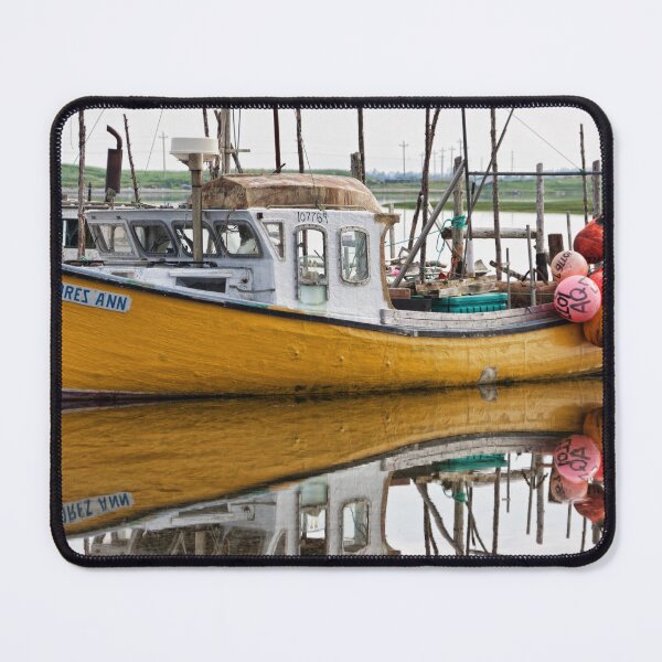 Item preview, Yellow fishing boat floating, Nova Scotia designed and sold by Travelways.