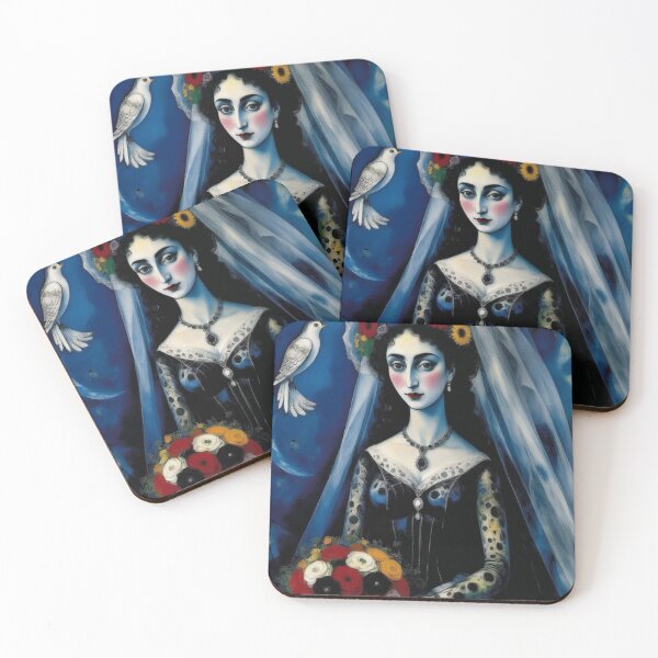 Item preview, Dreamlike Gothic Bride in Marc Chagall Inspired Painting designed and sold by retrographics.
