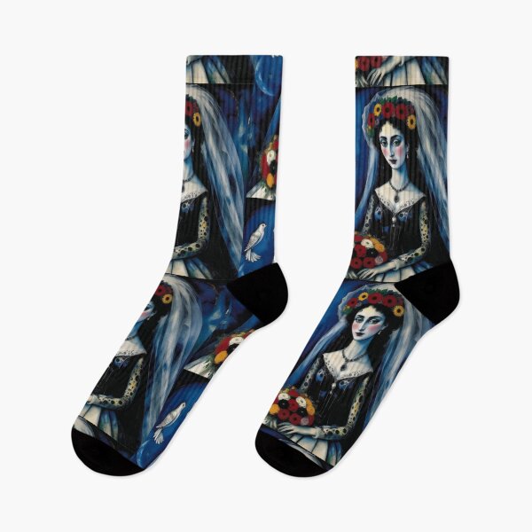 Item preview, Dreamlike Gothic Bride in Marc Chagall Inspired Painting designed and sold by retrographics.