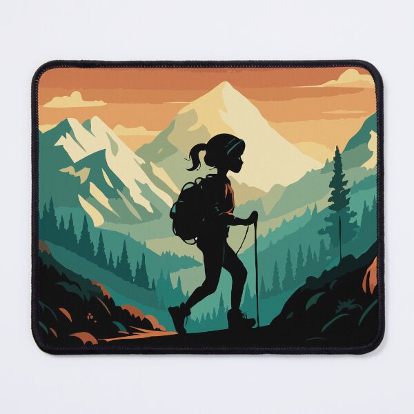 Item preview, Girl hiking silhouette - Hiking sport adventure  designed and sold by AestheticArtHub.