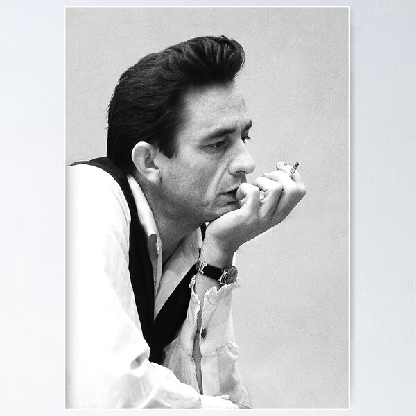 Item preview, Johnny Cash with Cigarette, Black and White Painting designed and sold by romeoHellen.
