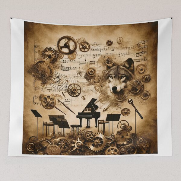 Item preview, Rhythmic Roars: A Steampunk Wolf's Symphony in Gears & Growls designed and sold by NightshadeWolfs.