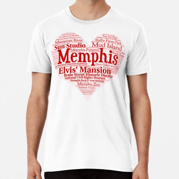 Heart of Memphis Red Heart Word Cloud Products Premium T-Shirt