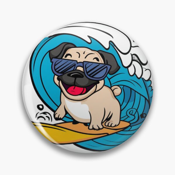 Item preview, Pug surfing designed and sold by CarThings.