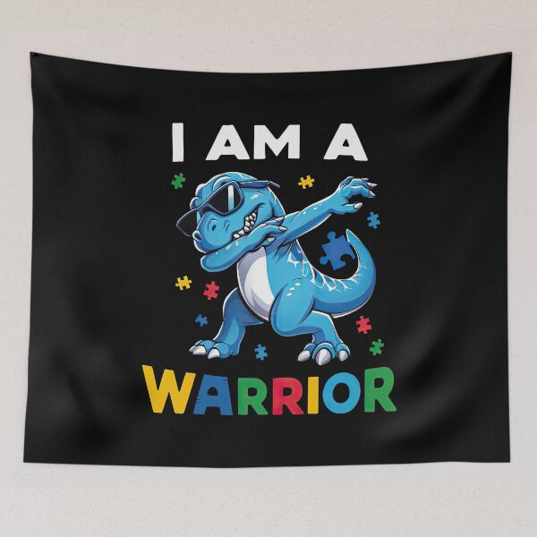 Item preview, Autism Dinosaur I AM A WARRIOR Autism Support T-Rex autism awareness Tee designed and sold by MAPDDesigns.