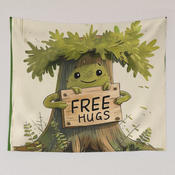 Item preview, Cheerful Cartoon Tree with Free Hugs designed and sold by Ace Apparel  Attire.