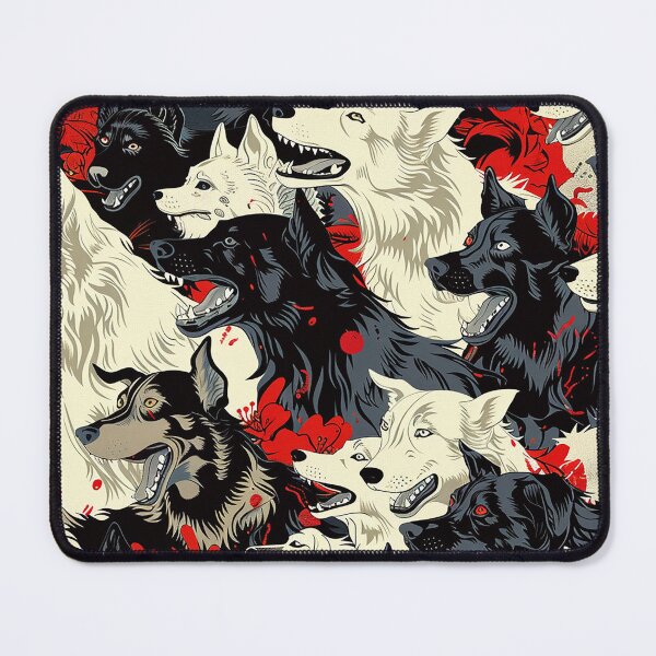 Item preview, whimsical dogs seamless pattern- embracing companionship with an edgy twist designed and sold by 33wolvesdesigns.