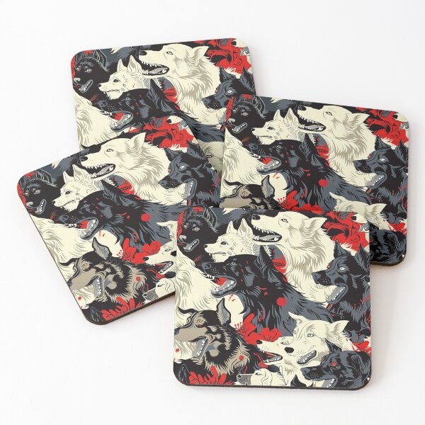 Item preview, whimsical dogs seamless pattern- embracing companionship with an edgy twist designed and sold by 33wolvesdesigns.